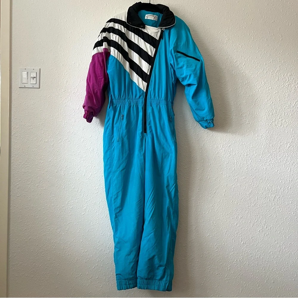 OSSI Vintage 1980s/1990s Skiwear Snowsuit/Jumpsuit Women Size 8 - Picture 1 of 9